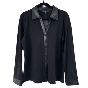 Marc New York Black Shirt with Leather Accents